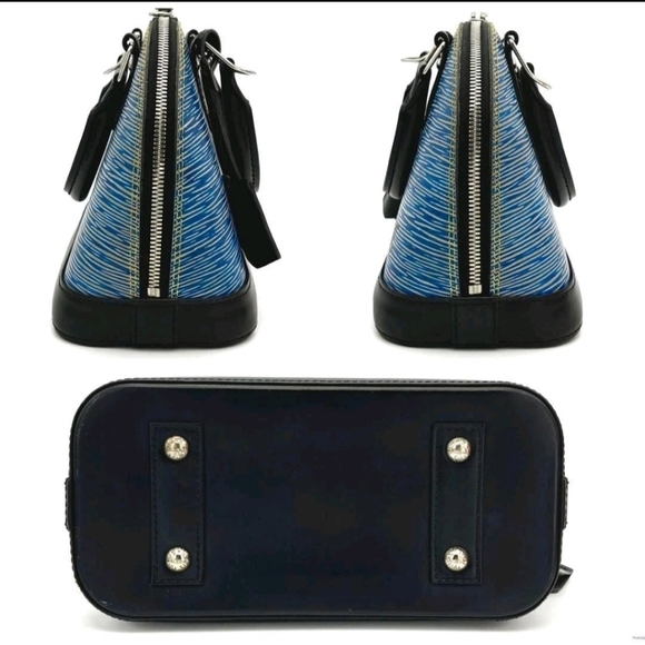 Louis Vuitton Alma PM Epi Denim Leather Handbag Boston Bag Blue - Picture 5 of 15